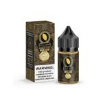 30ML bottle of Gold Leaf GMT SaltNic e-liquid featuring rich tobacco and caramel flavor blend.