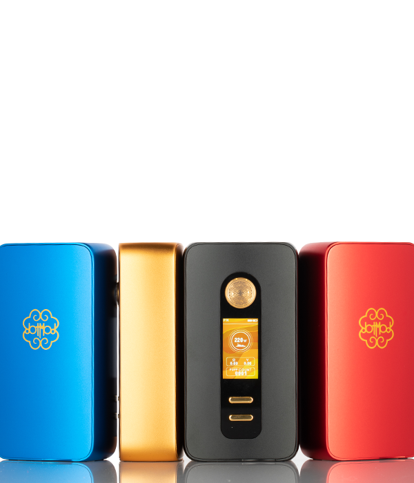 dotmod dotBox 220W dual 18650 box mod with anodized aluminum body and modern display