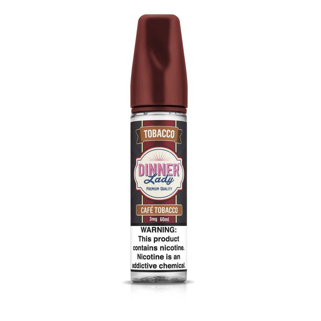 60ml bottle of Dinner Lady Café Tobacco Shortfill e-liquid with 50ml of 0mg vape juice, 70VG/30PG ratio