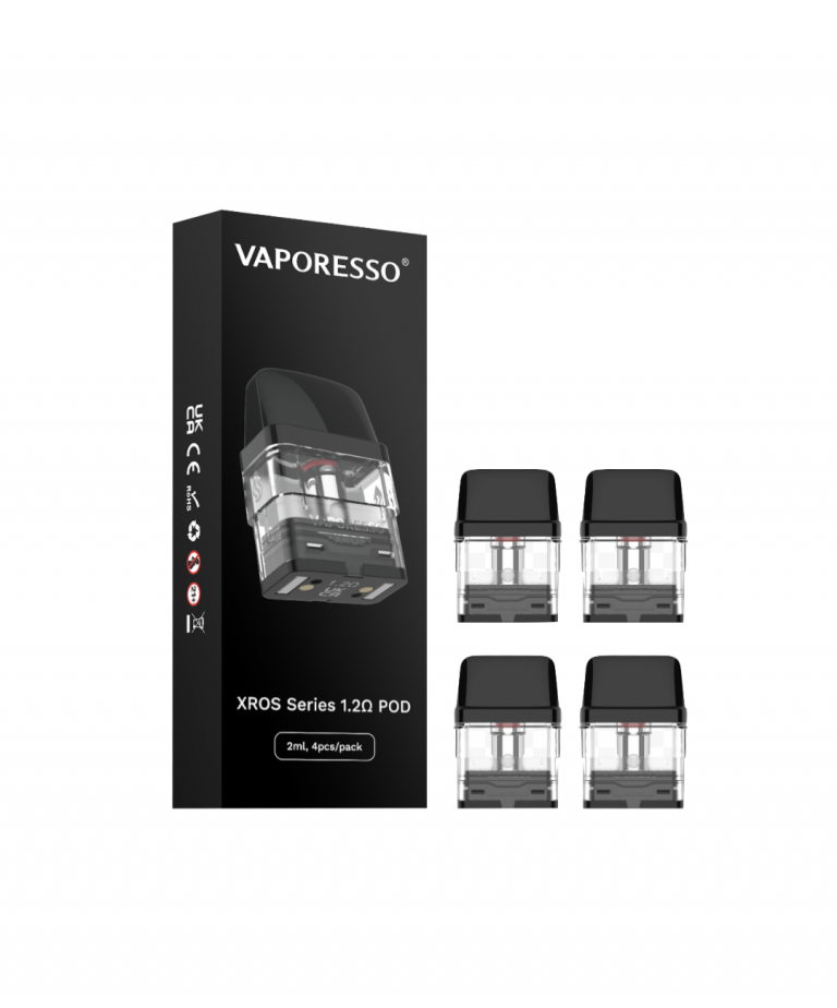 Vaporesso XROS Replacement Pods – 2ml capacity, top-fill, available in 0.8Ω, 1.0Ω, and 1.2Ω options