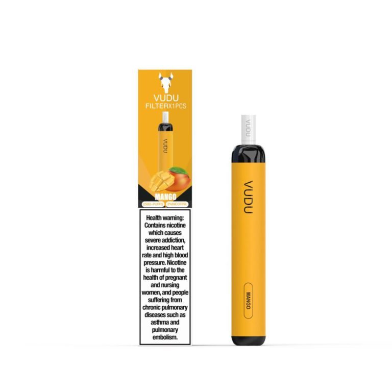 Vudu Watermelon disposable vape with 2500 puffs, 6.5ml e-liquid capacity, 20mg or 50mg nicotine salts, watermelon flavor.