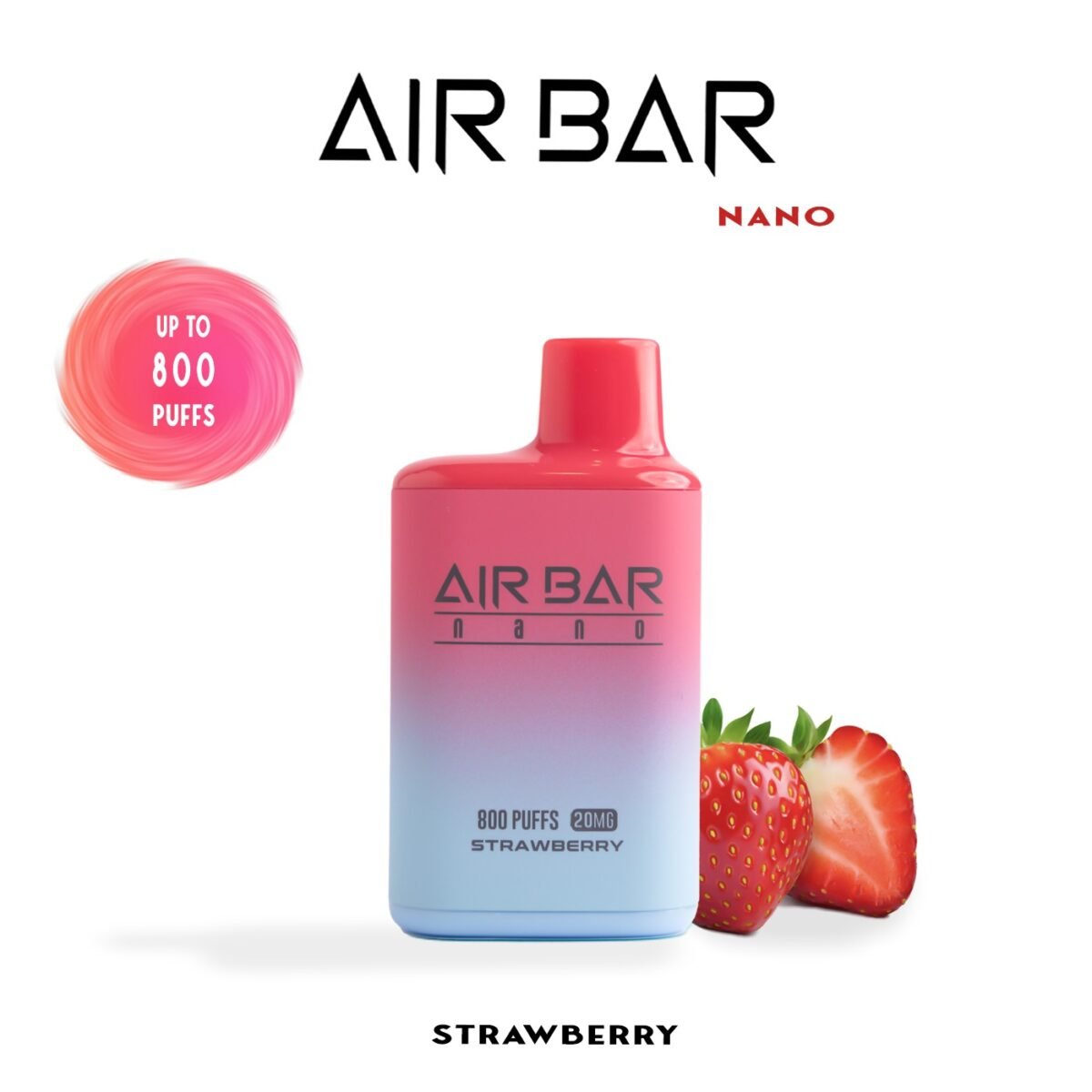 "جهاز Air Bar Nano بنكهة الفراولة - 800 نفثة، نظام بود مغلق"