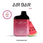 AIRBAR NEX disposable vape with 6500 puffs, 10ml e-liquid, 20mg and 50mg nicotine options, mesh coil, 650mAh USB-C rechargeable battery.