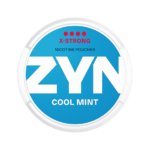 ZYN Cool Mint X-Strong nicotine pouches, 11mg per pouch, slim format with mint and peppermint flavor.