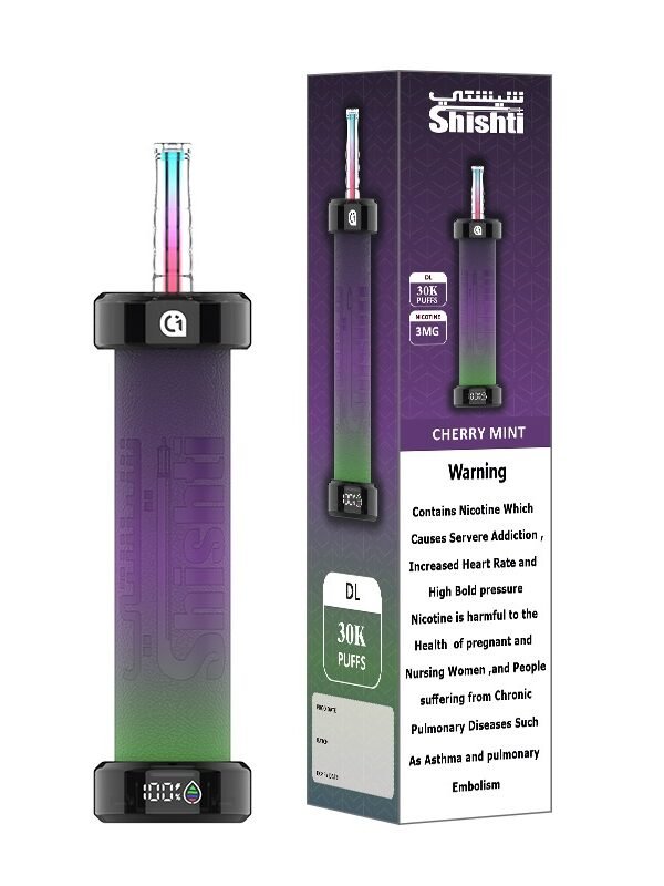 "Shishti vape device – 3% nicotine, USB-C rechargeable, watermelon strawberry melon flavor"
