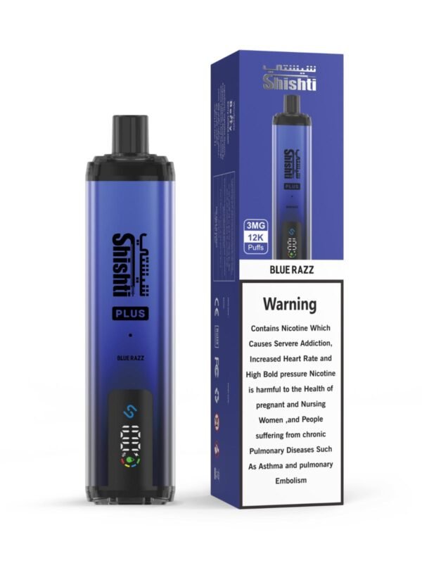 "Shishti Plus disposable vape – 3MG nicotine, 12,000 puffs, airflow control, MTL/RDTL/DTL compatible"