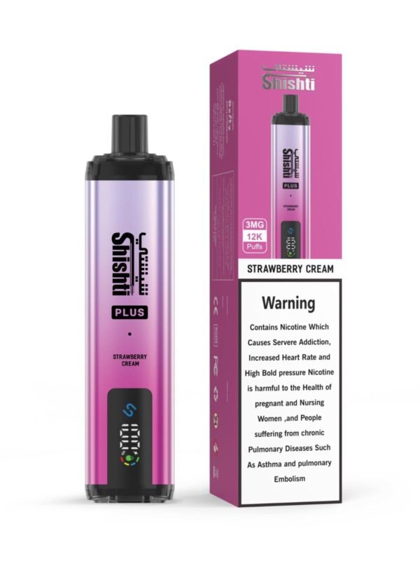 "Shishti Plus disposable vape – 3MG nicotine, 12,000 puffs, airflow control, MTL/RDTL/DTL compatible"