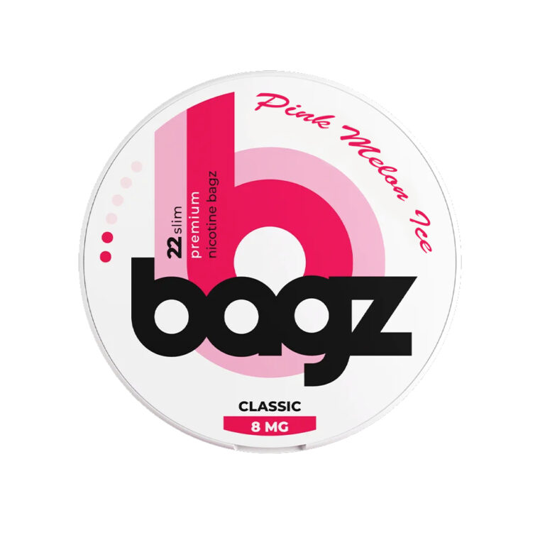 Bagz Bagz Pouch extra strong nicotine pouches, slim format, 8mg/g nicotine, 22 portions per pack.