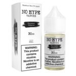 No Hype CARAMEL TOBACCO 30ml premium salt nicotine e-liquid bottle, available in 30mg and 50mg strength, with 50/50 VG/PG ratio.
