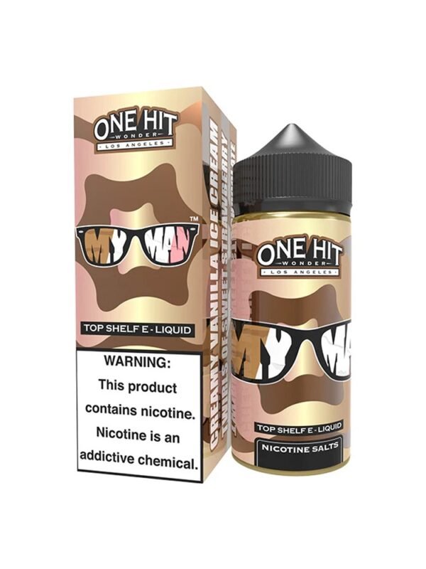 My Man by One Hit Wonder 100ML e-liquid bottle with Neapolitan ice cream flavor, suitable for Sub-Ohm vaping, made in the USA.