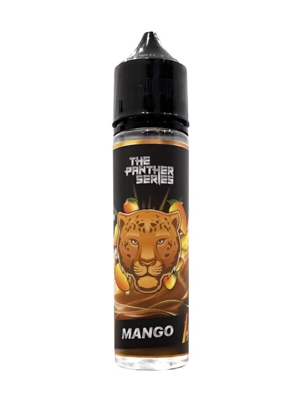 The Panther Series Mango 60ml e-liquid bottle with 3mg nicotine, suitable for shisha puff devices.