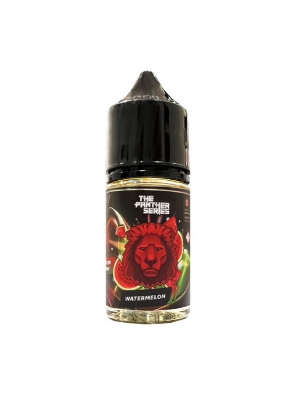 The Panther Series Watermelon 30ML e-liquid bottle with 50MG nicotine strength, suitable for shisha puff devices.