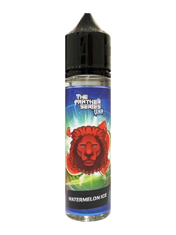 The Panther Series Watermelon Ice 60ml e-liquid bottle with 3mg nicotine, suitable for shisha puff devices.