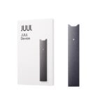 "JUUL Basic Kit with rechargeable vape device and USB charger – pods not included."