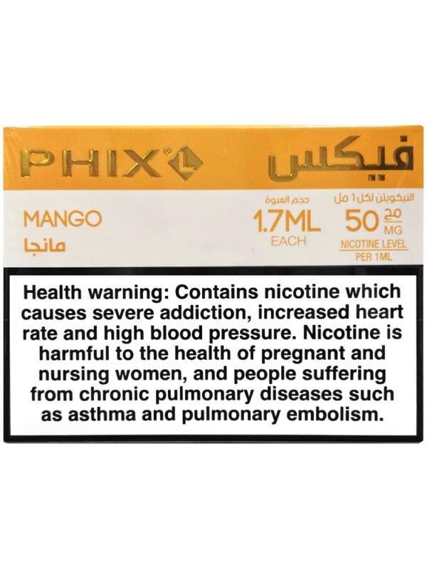 "PHIX Mango Pods – 4-Pack, 50MG Nicotine, 1.7ml, Up to 400 Puffs Each"