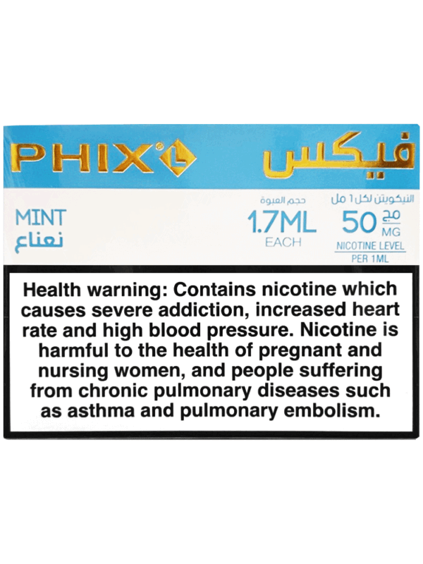 "PHIX Mint Pods – 4-Pack, 50MG Nicotine, 1.7ml, Up to 400 Puffs Each"