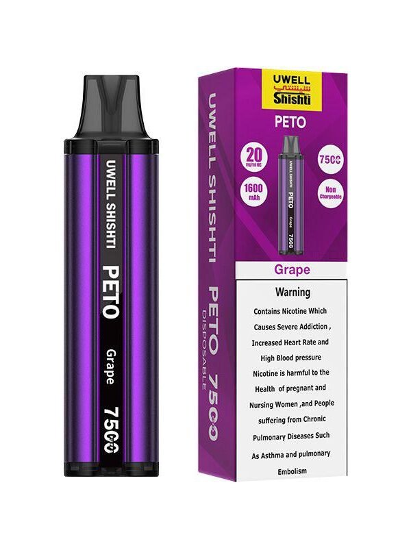 جهاز شيشة إلكترونية UWELL Caliburn X 7500 سحبة، 20 ملغ نيكوتين، بطارية داخلية 1600 مللي أمبير، تصميم مدمج وسعة 13 مل.