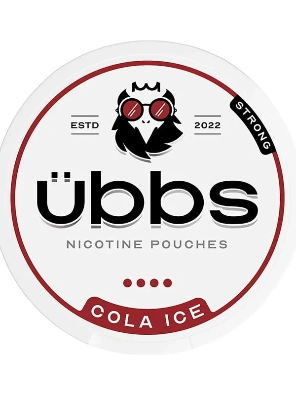 Übbs Cola Ice nicotine pouches, tobacco-free with bold cola flavor, discreet use, made in Sweden.