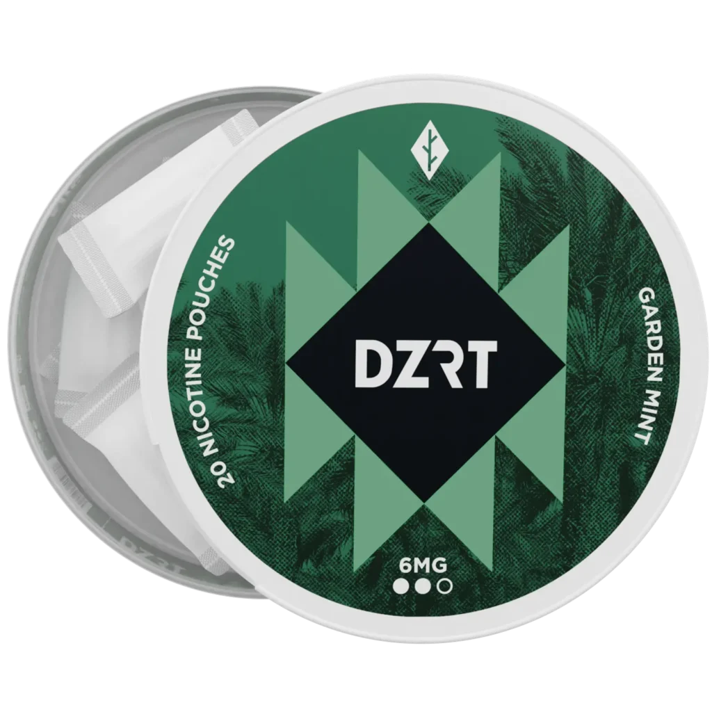 DZRT mini dry nicotine pouches in a discreet can, 10mg strength, 20 pouches per pack.