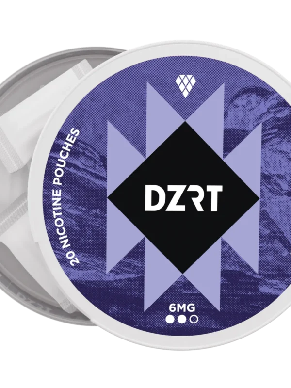 DZRT mini dry nicotine pouches in a discreet can, 10mg strength, 20 pouches per pack.