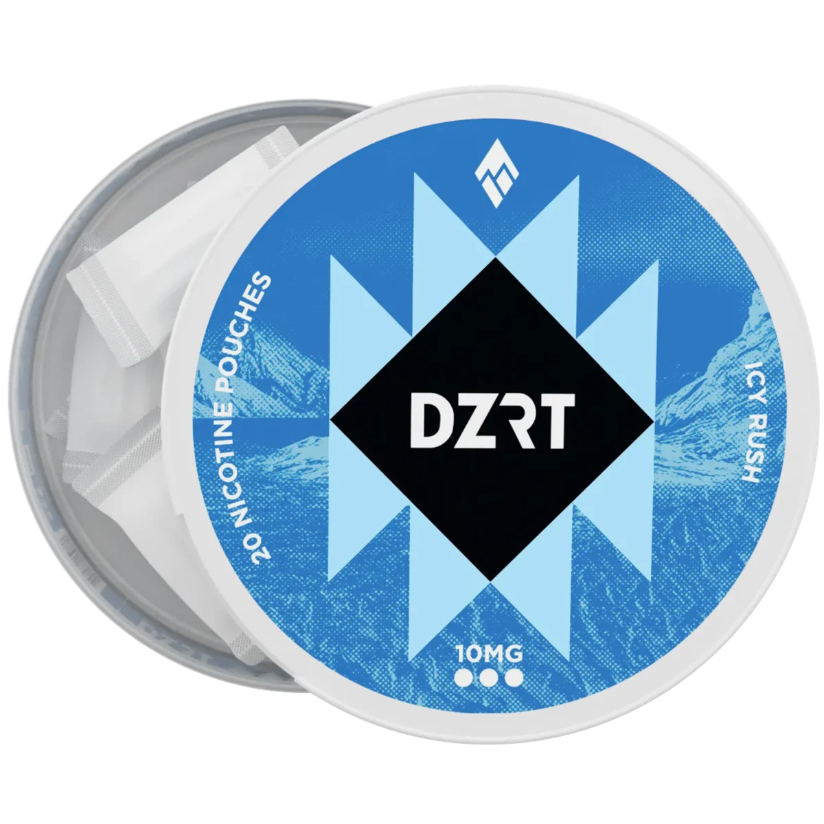 DZRT Mini Nicotine Pouches – 10mg | Discreet & Tobacco-Freeice rush DZRT mini dry nicotine pouches in a discreet can, 10mg strength, 20 pouches per pack.