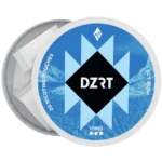 DZRT mini dry nicotine pouches in a discreet can, 10mg strength, 20 pouches per pack.