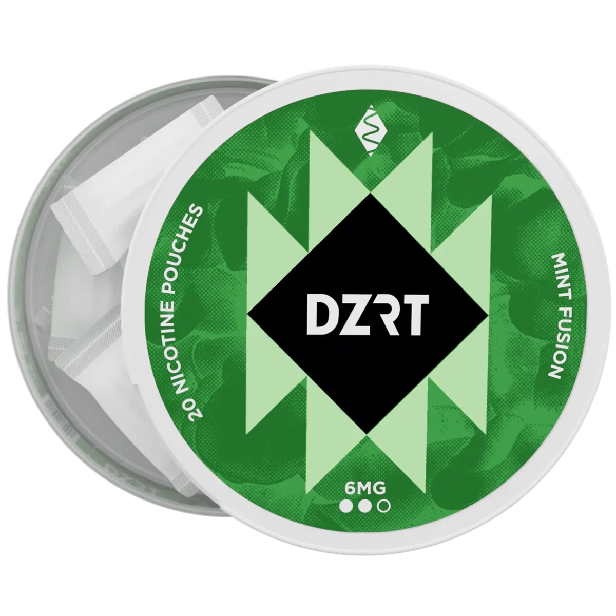 DZRT Mini Nicotine Pouches – 10mg | Discreet & Tobacco-Freemint DZRT mini dry nicotine pouches in a discreet can, 10mg strength, 20 pouches per pack.