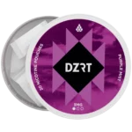 DZRT mini dry nicotine pouches in a discreet can, 10mg strength, 20 pouches per pack.