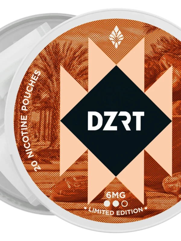 DZRT mini dry nicotine pouches in a discreet can, 10mg strength, 20 pouches per pack.