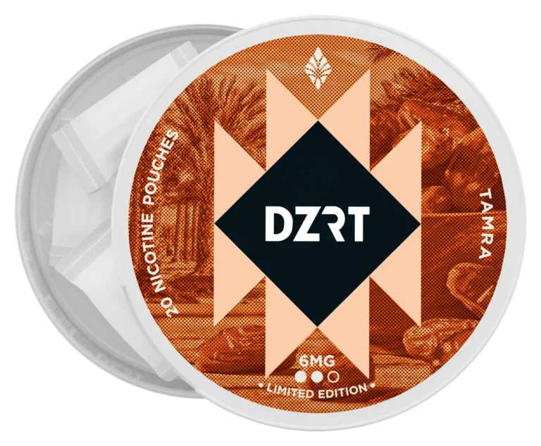 DZRT mini dry nicotine pouches in a discreet can, 10mg strength, 20 pouches per pack.