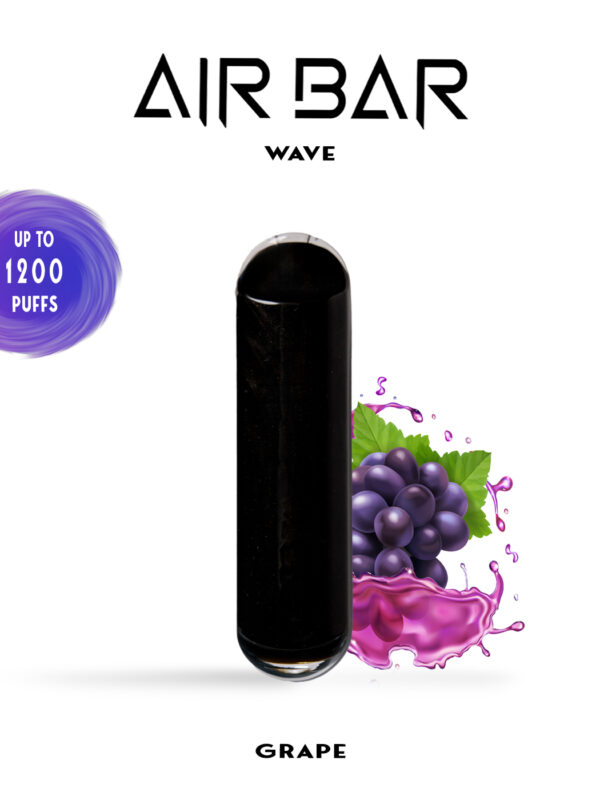 Air Bar Wave disposable vape in a sleek cylindrical design, offering up to 1200 puffs.