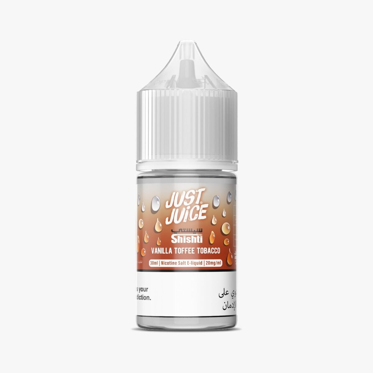 Bottle of Just Juice Vanilla Toffee Tobacco Concentrate E-Liquid with rich tobacco, vanilla, and toffee flavor.