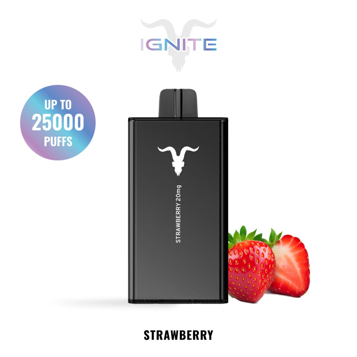 IGNITE V250 disposable vape device, 25,000 puffs, 650mAh rechargeable battery, dual-mesh coils.