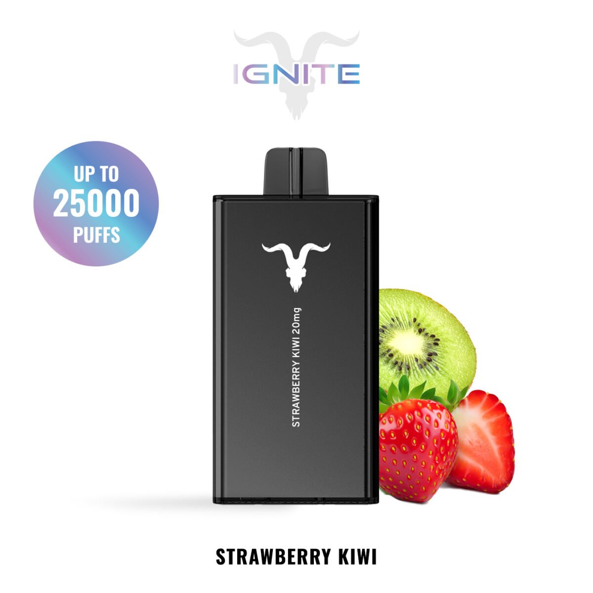 IGNITE V250 disposable vape device, 25,000 puffs, 650mAh rechargeable battery, dual-mesh coils.
